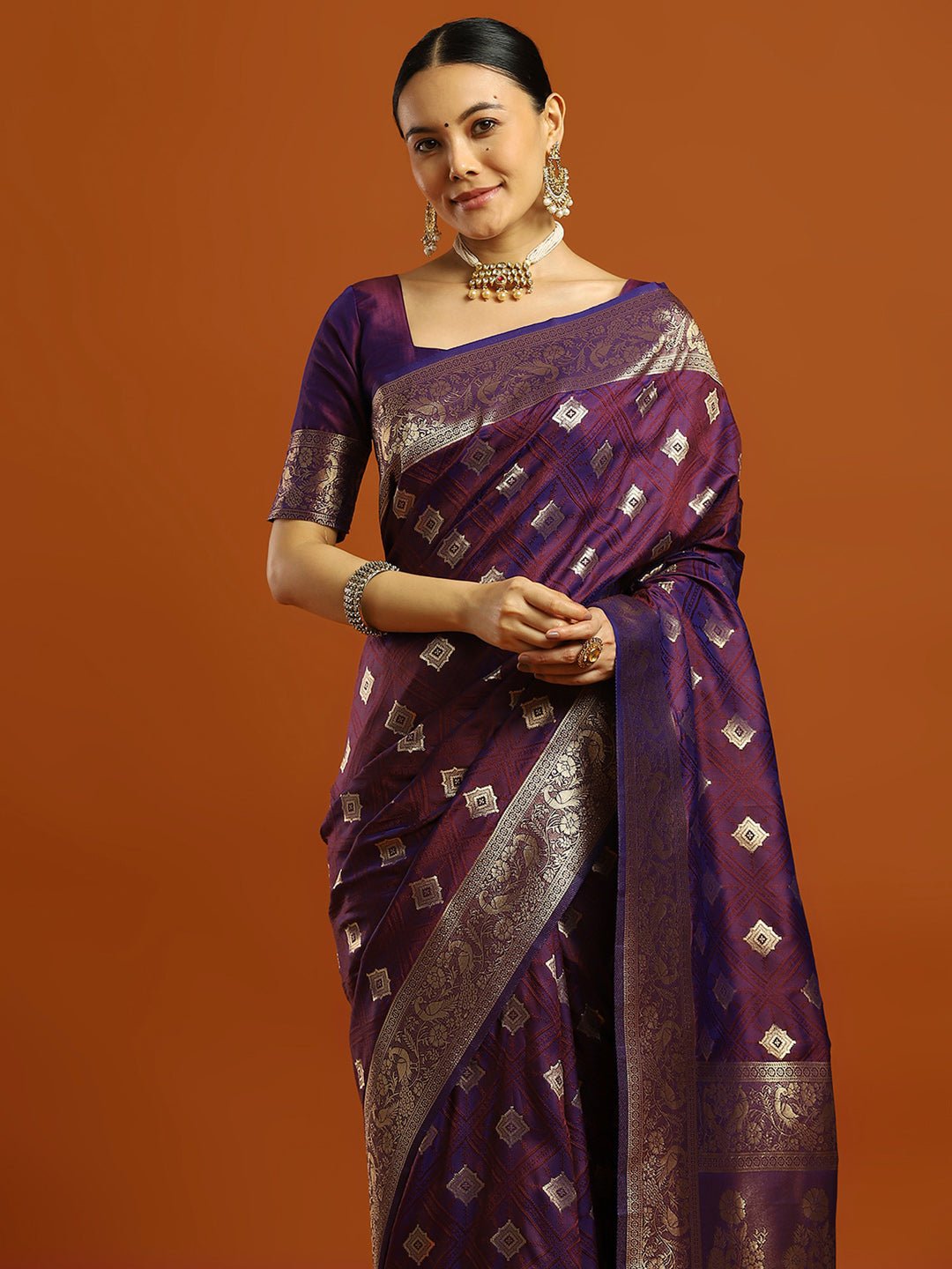 Silk Blend Heritage Banarasi Style Zari Woven Saree - Ressa