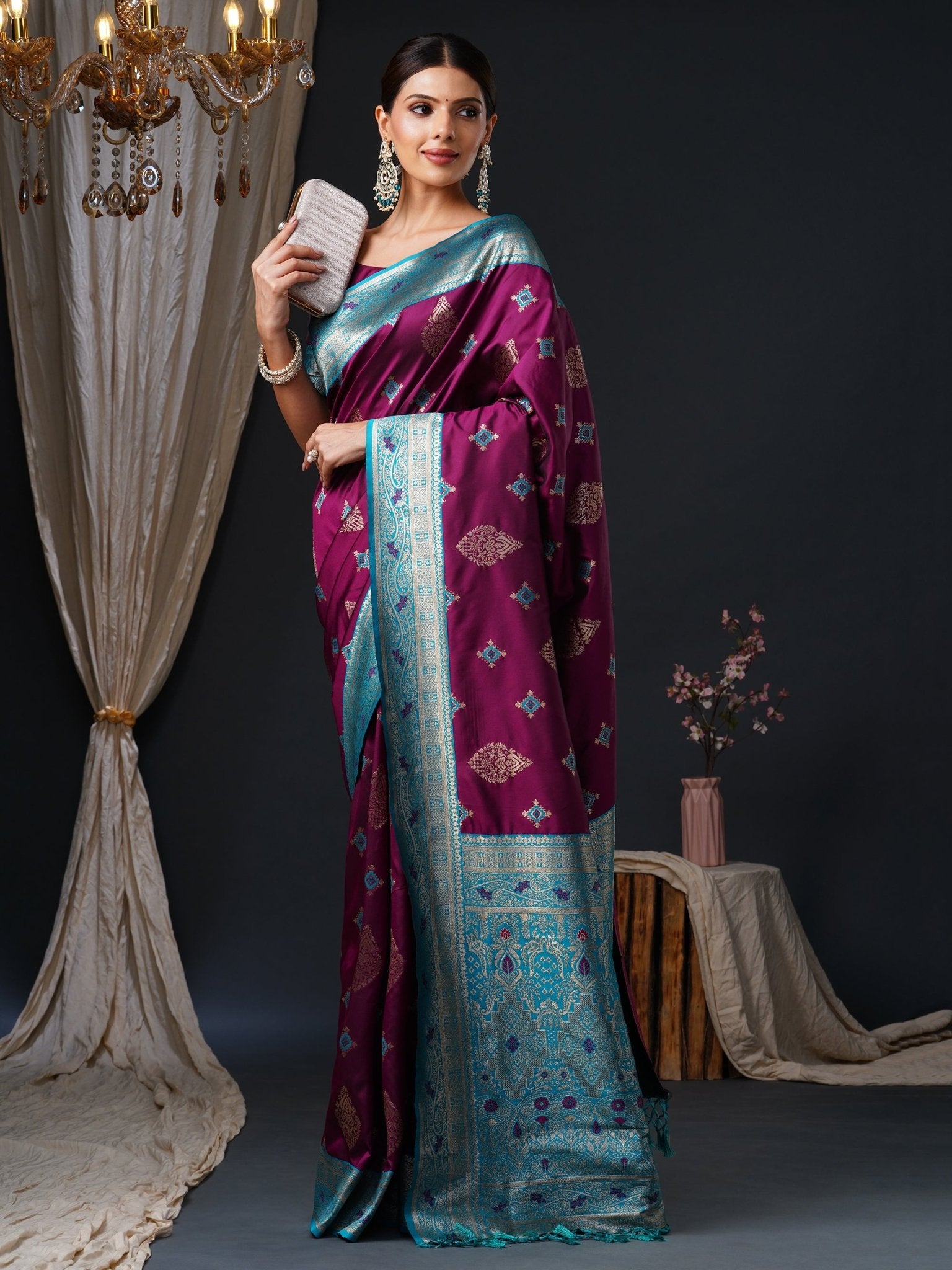 Silk Blend Heritage Banarasi Style Zari Woven Saree - Ressa