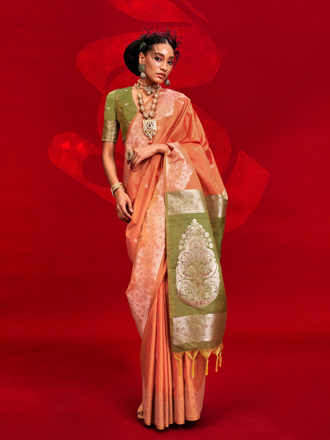 Silk Blend Heritage Banarasi Style Zari Woven Saree - Ressa
