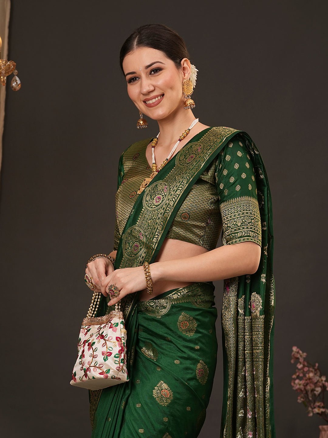 Silk Blend Heritage Banarasi Style Zari Woven Saree - Ressa