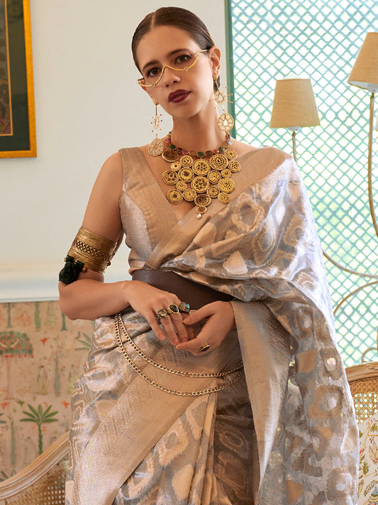Silk Blend Heritage Banarasi Style Zari Woven Saree - Ressa