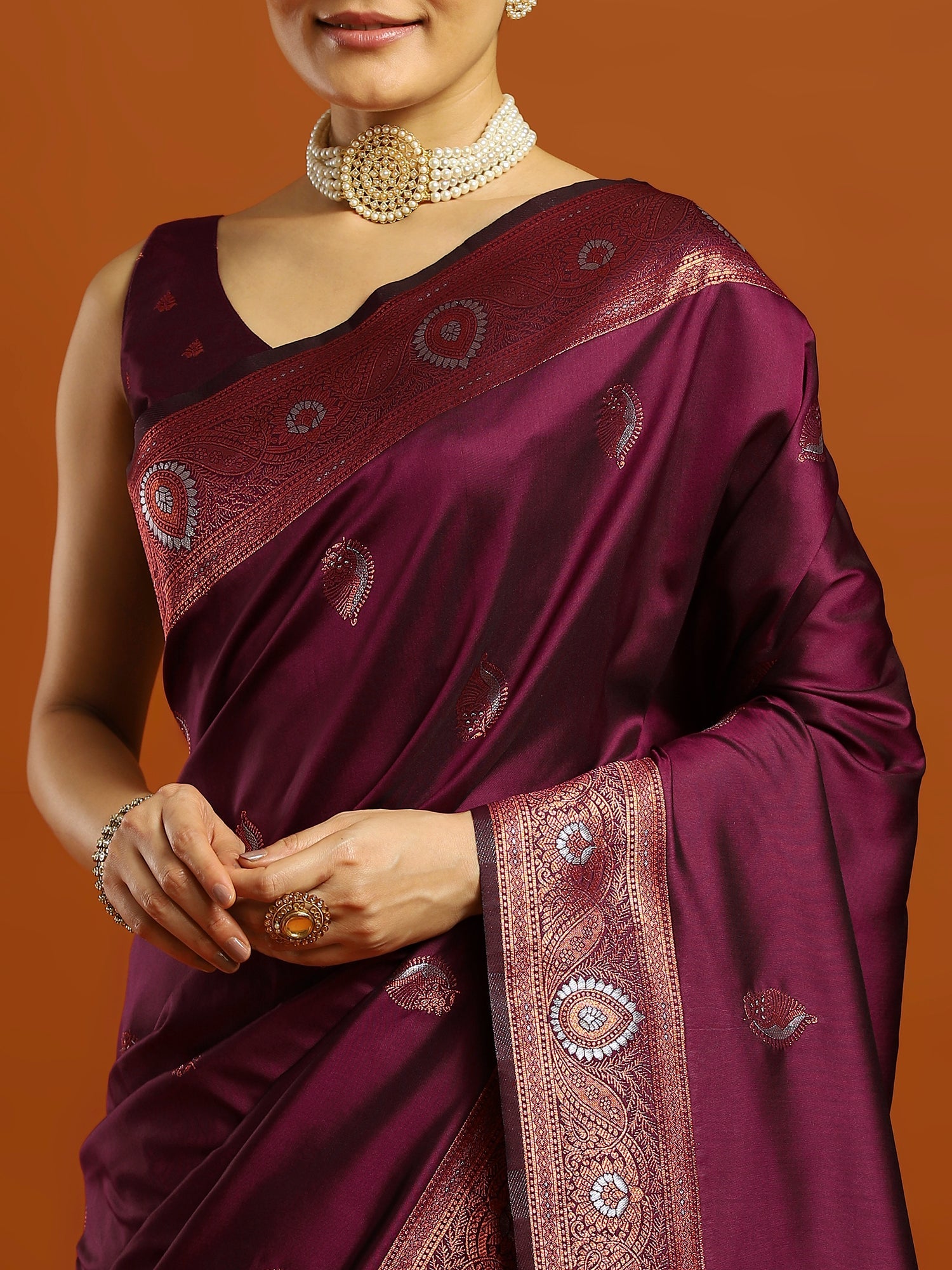 Silk Blend Heritage Banarasi Style Zari Woven Saree - Ressa