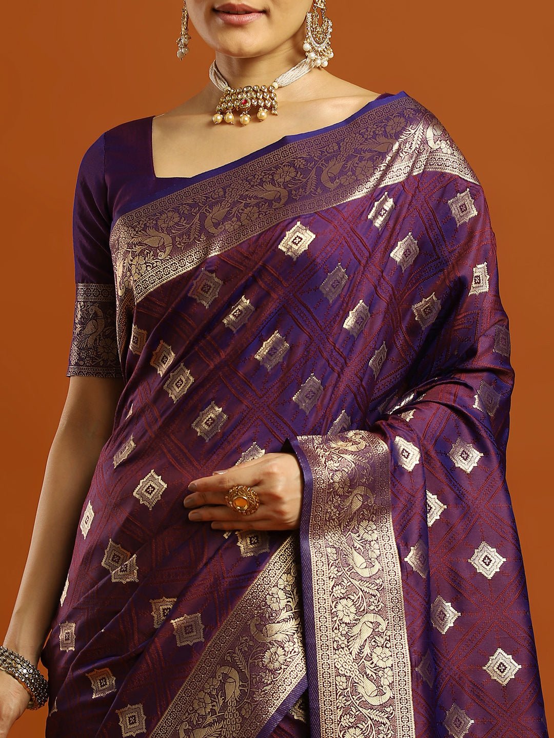 Silk Blend Heritage Banarasi Style Zari Woven Saree - Ressa