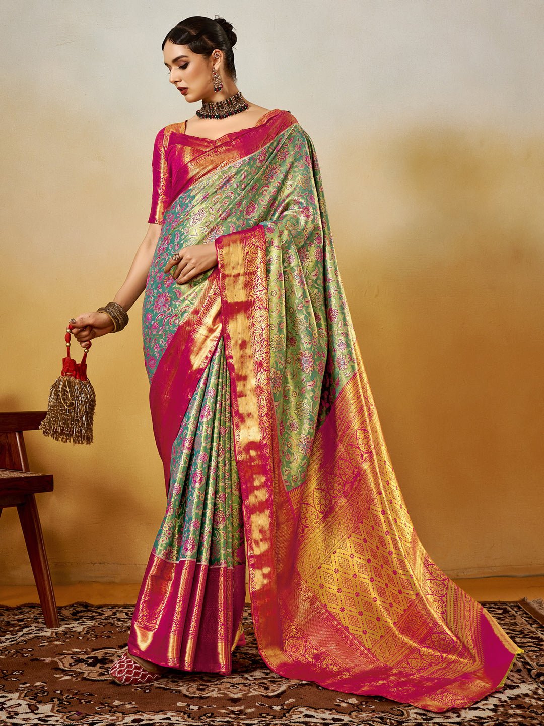 Silk Blend Heritage Banarasi Style Zari Woven saree - Ressa