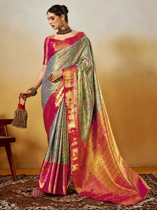 Silk Blend Heritage Banarasi Style Zari Woven saree - Ressa