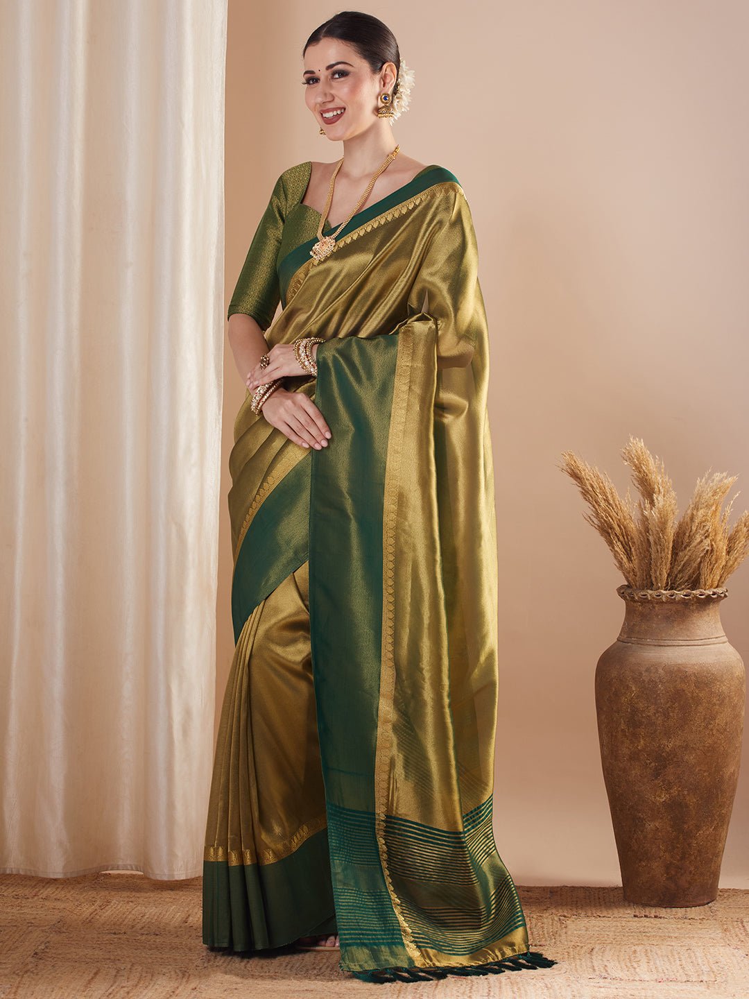 Silk Blend Heritage Banarasi Style Zari Woven Saree - Ressa