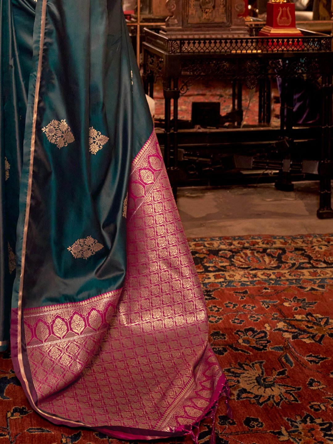 Silk Blend Heritage Banarasi Style Zari Woven Saree - Ressa