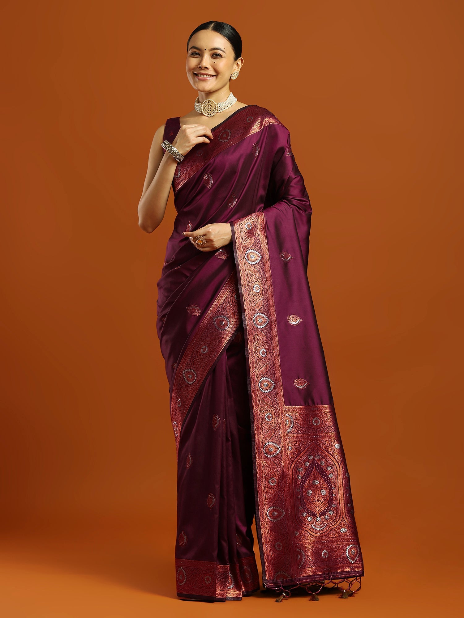 Silk Blend Heritage Banarasi Style Zari Woven Saree - Ressa