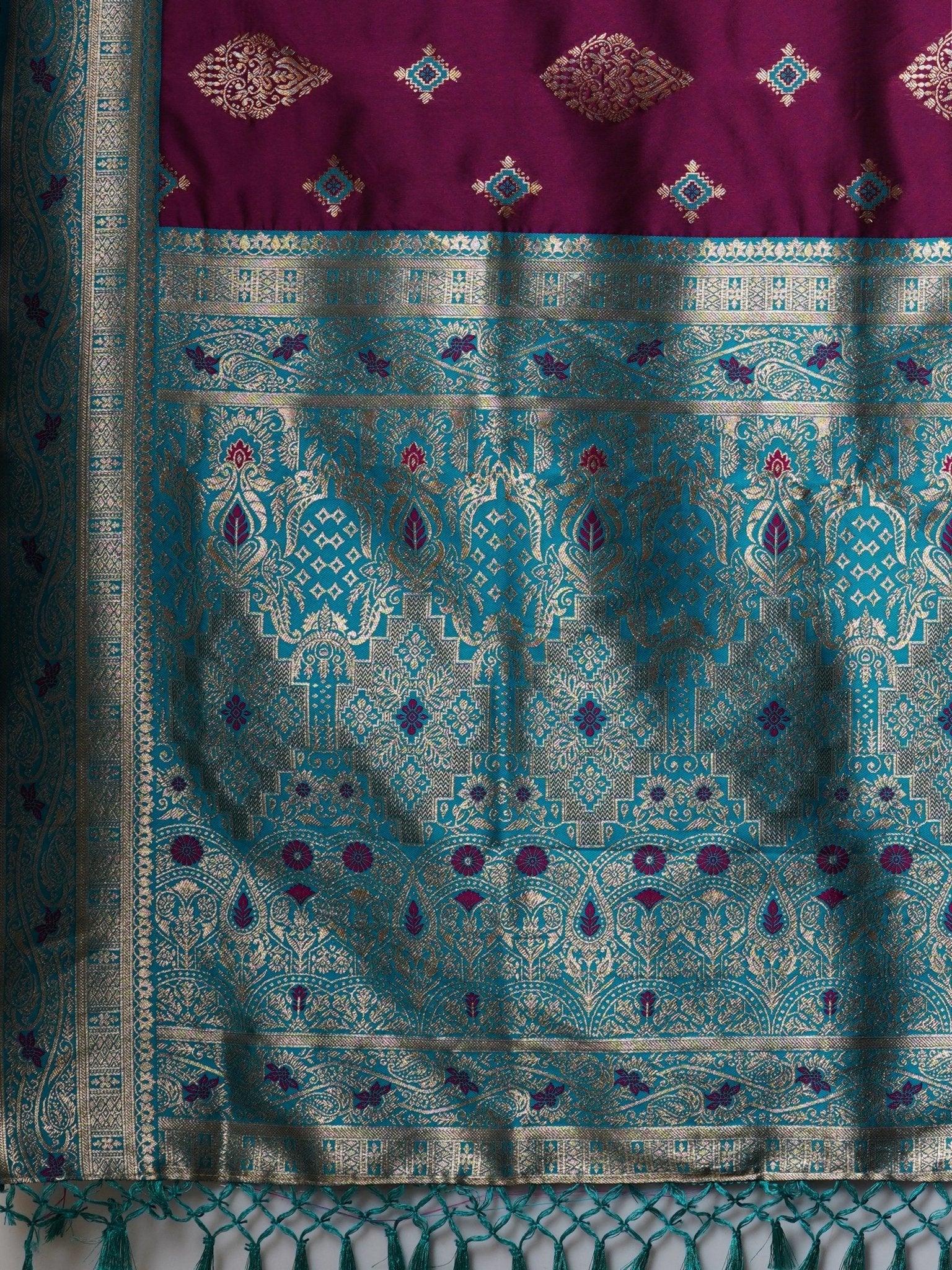 Silk Blend Heritage Banarasi Style Zari Woven Saree - Ressa