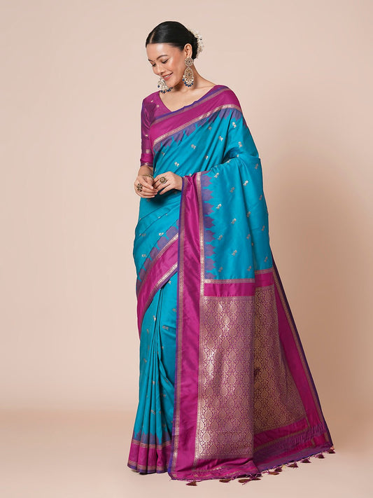 Silk Blend Heritage Banarasi Style Zari Woven Saree - Ressa