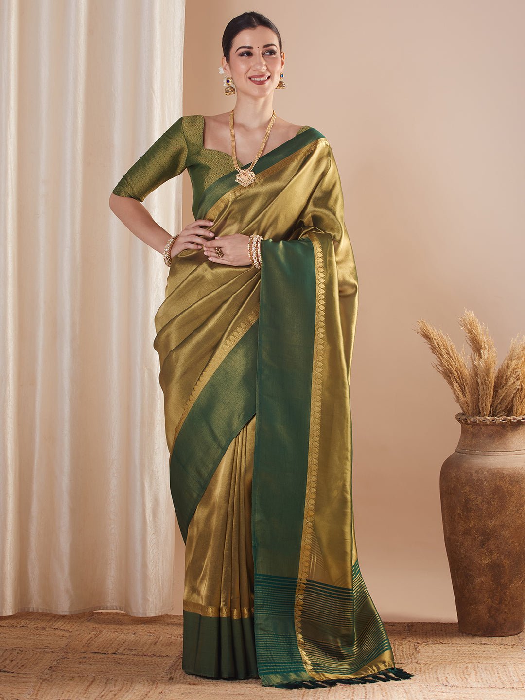 Silk Blend Heritage Banarasi Style Zari Woven Saree - Ressa