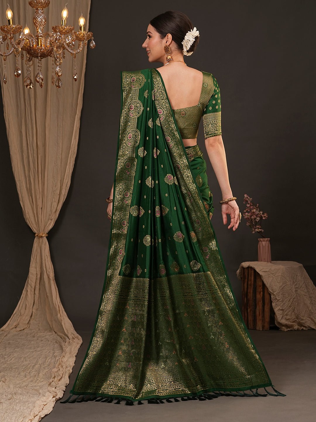Silk Blend Heritage Banarasi Style Zari Woven Saree - Ressa