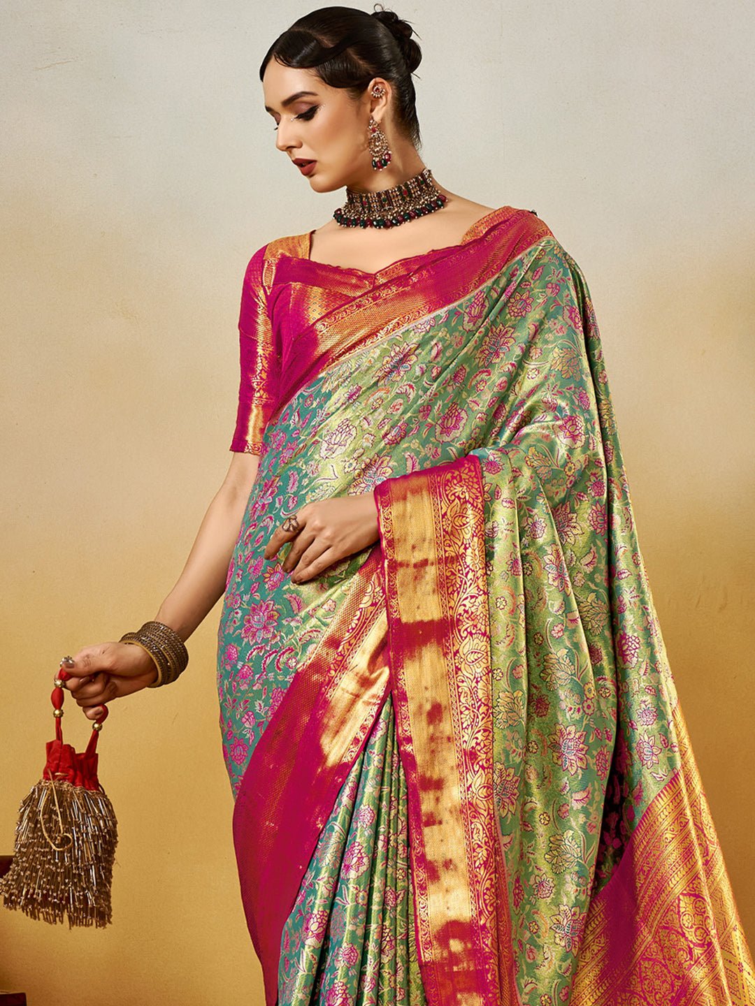 Silk Blend Heritage Banarasi Style Zari Woven saree - Ressa
