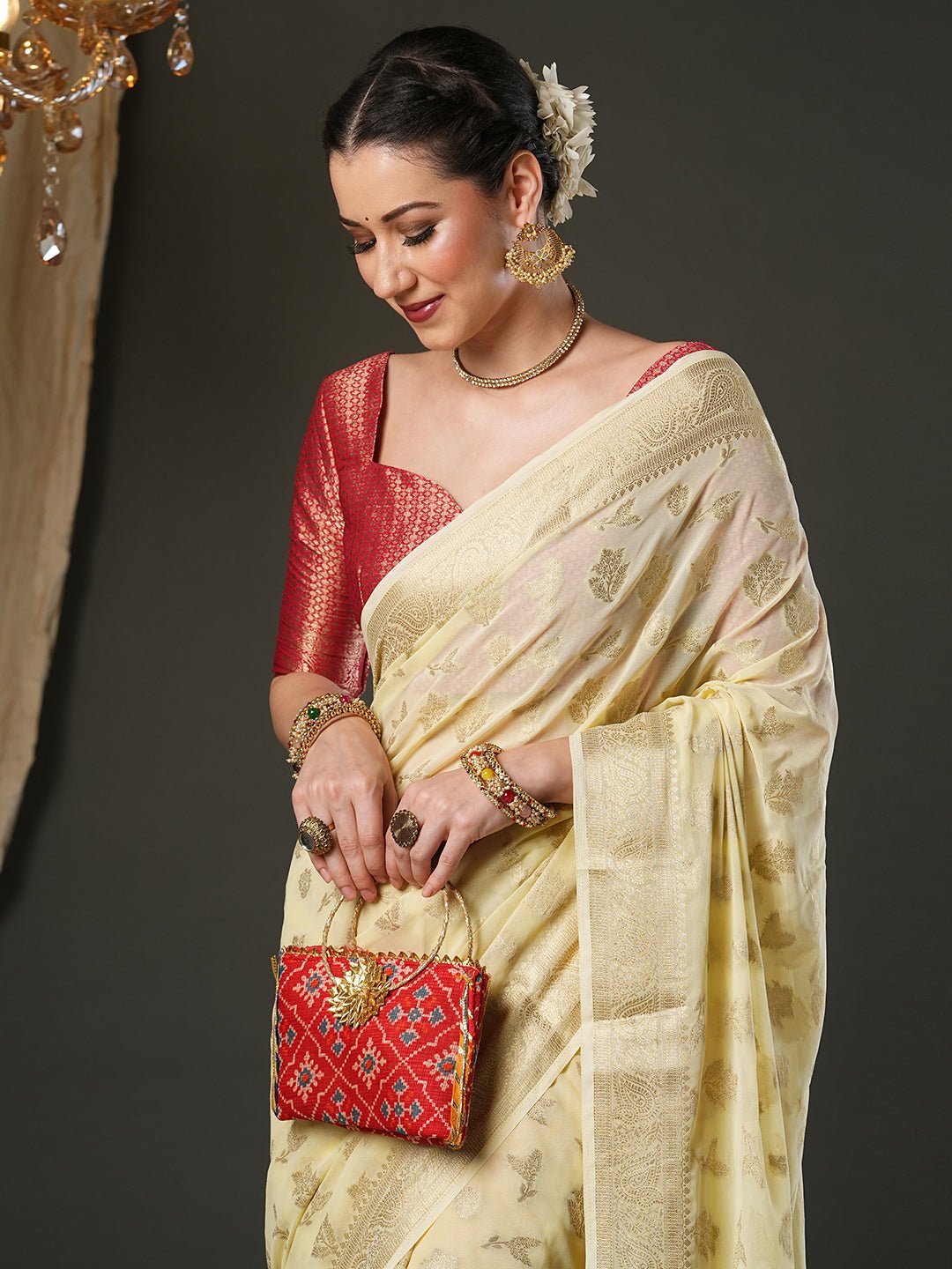 Silk Blend Heritage Banarasi Style Zari Woven Saree - Ressa