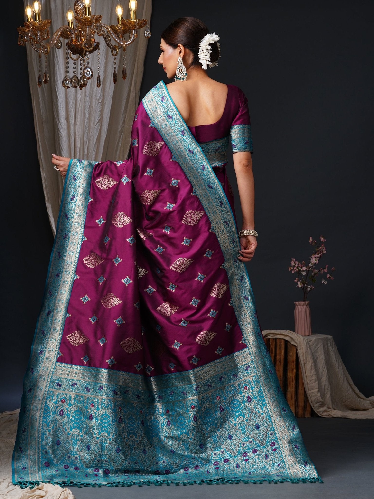 Silk Blend Heritage Banarasi Style Zari Woven Saree - Ressa