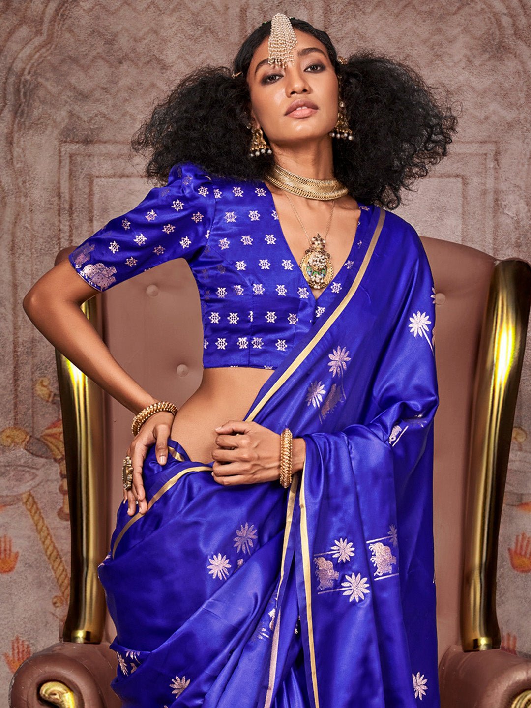 Silk Blend Heritage Banarasi Style Zari Woven Saree - Ressa