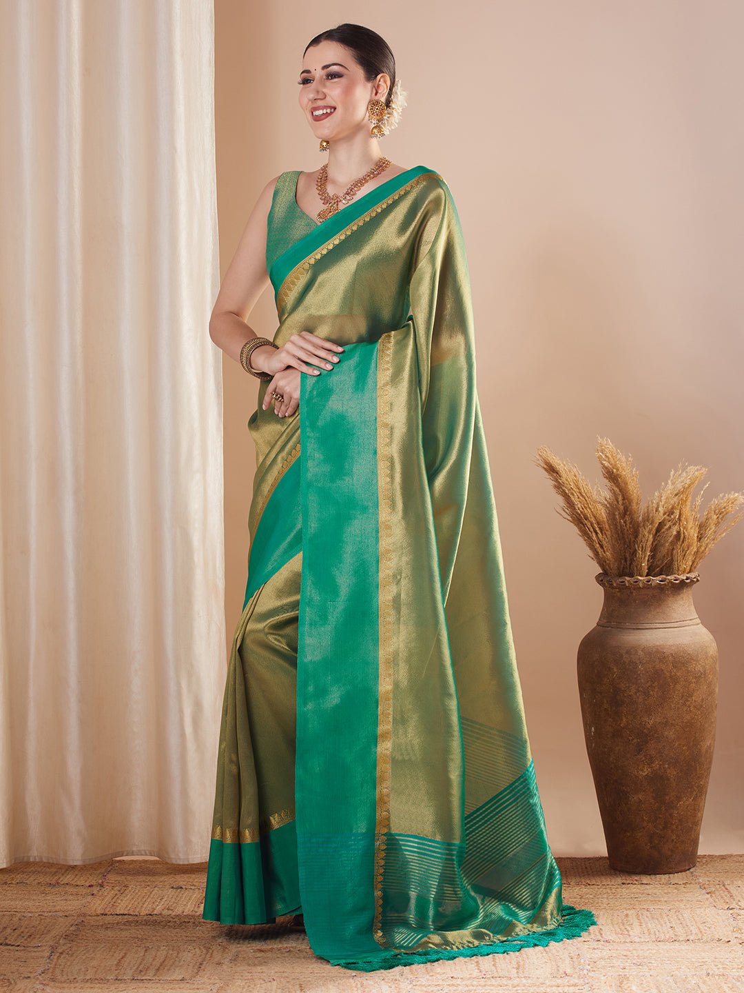 Silk Blend Heritage Banarasi Style Zari Woven Saree - Ressa