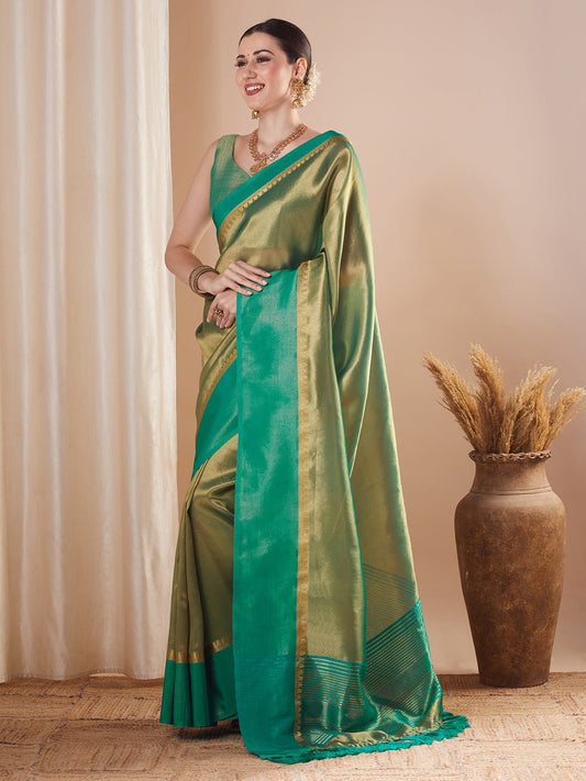 Silk Blend Heritage Banarasi Style Zari Woven Saree - Ressa