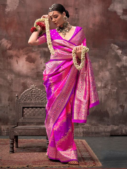 Silk Blend Heritage Banarasi Style Zari Woven Saree - Ressa