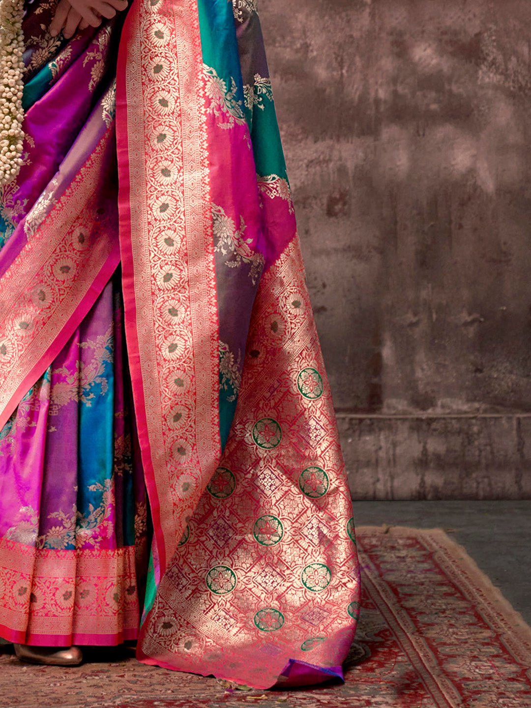 Silk Blend Heritage Banarasi Style Zari Woven Saree - Ressa