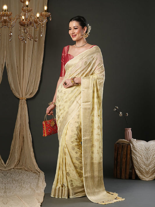 Silk Blend Heritage Banarasi Style Zari Woven Saree - Ressa