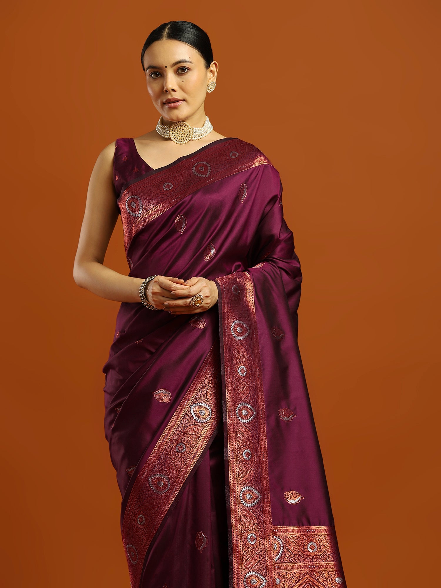 Silk Blend Heritage Banarasi Style Zari Woven Saree - Ressa