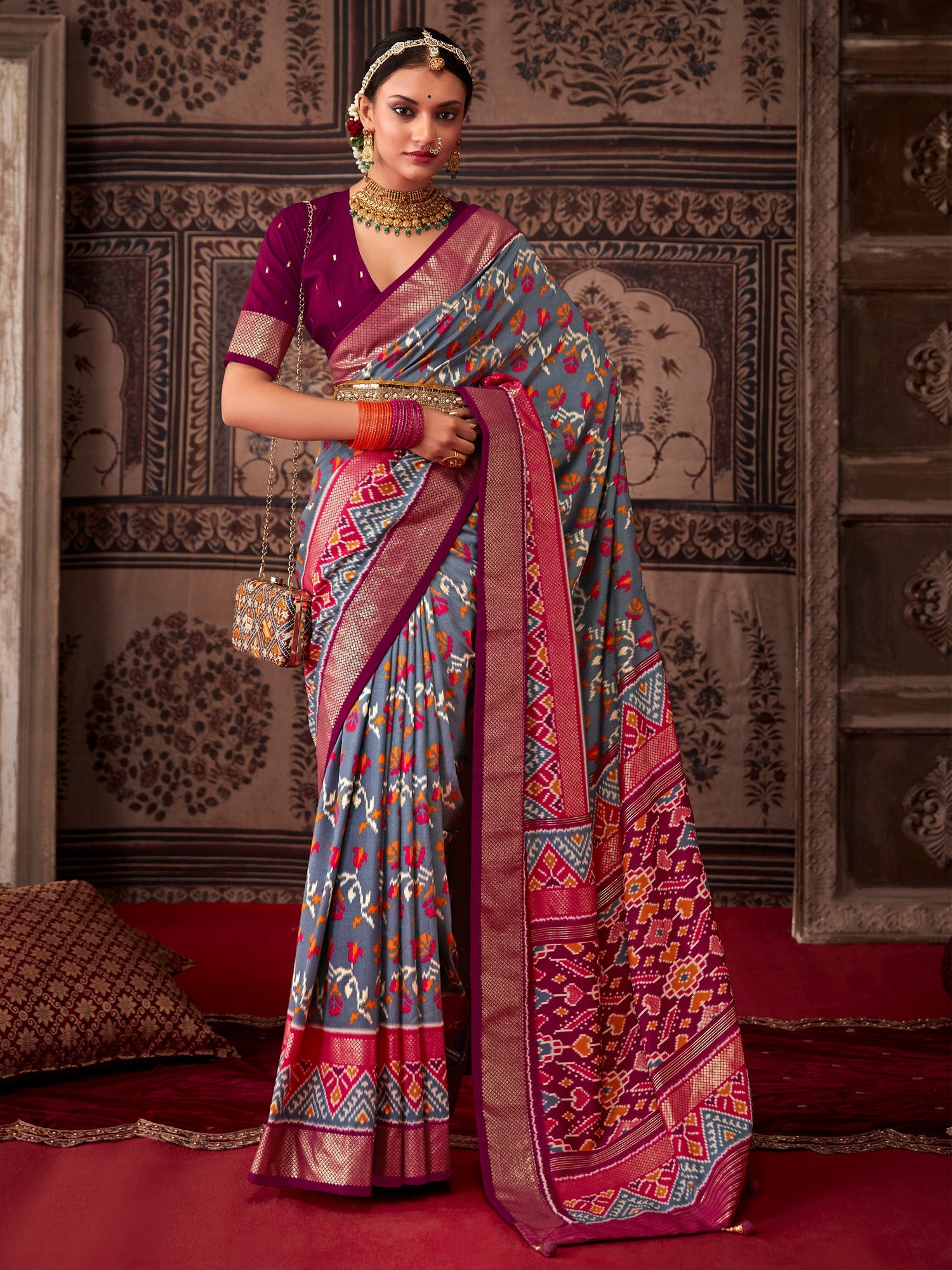 Silk Blend Heritage Patola Style Digital Printed Saree - Ressa