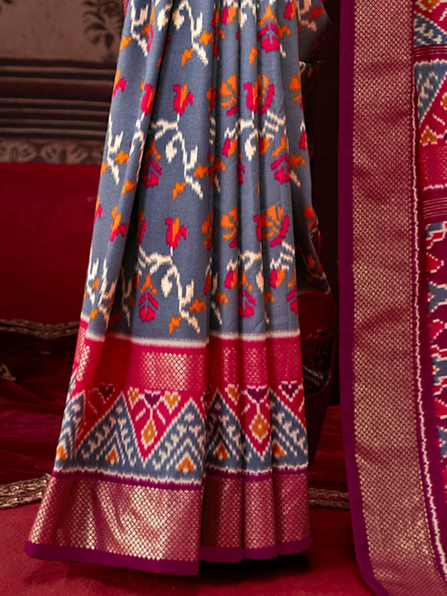Silk Blend Heritage Patola Style Digital Printed Saree - Ressa