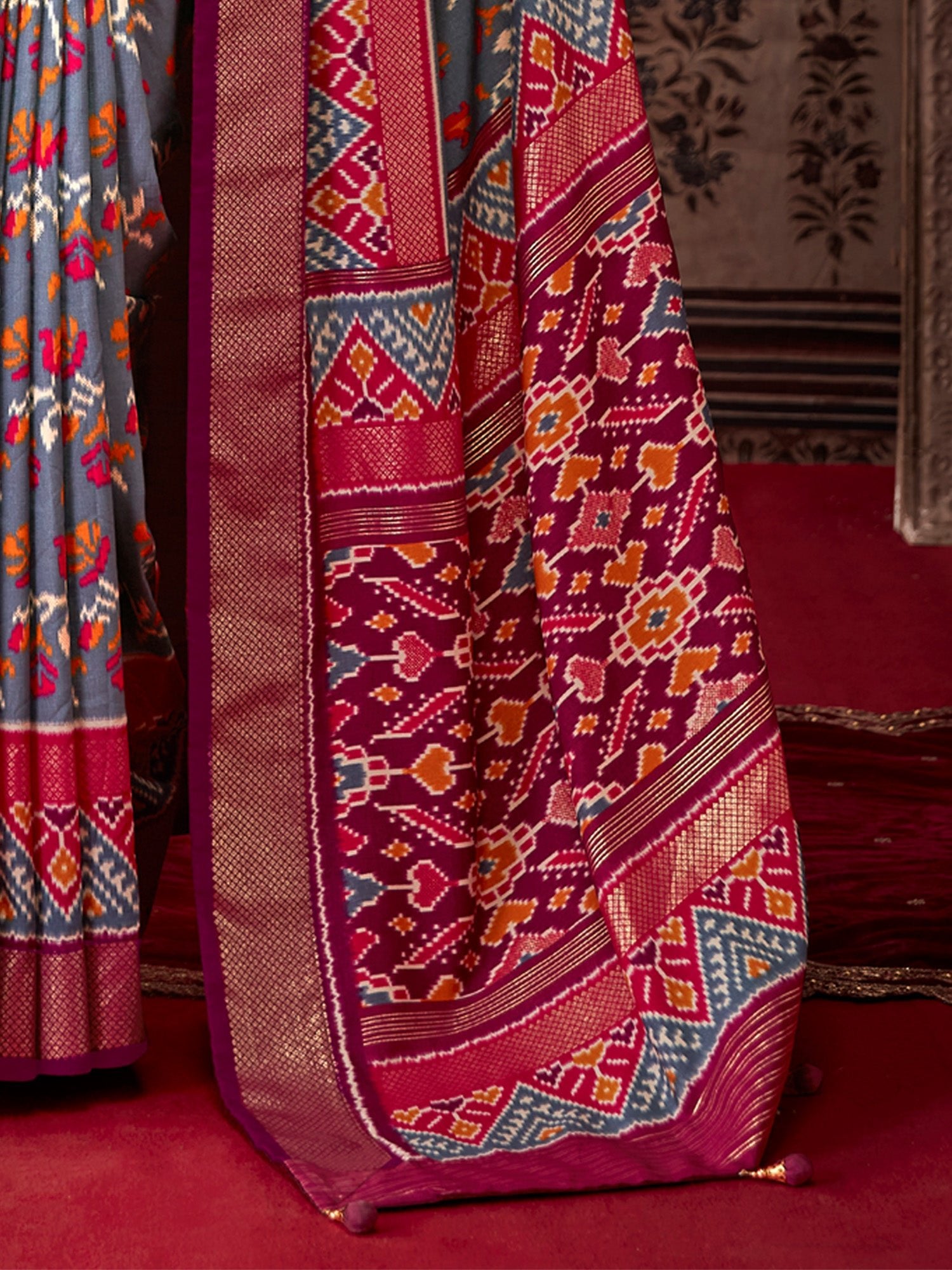 Silk Blend Heritage Patola Style Digital Printed Saree - Ressa