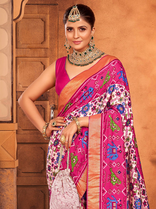 Silk Blend Heritage Patola Style Woven Saree - Ressa