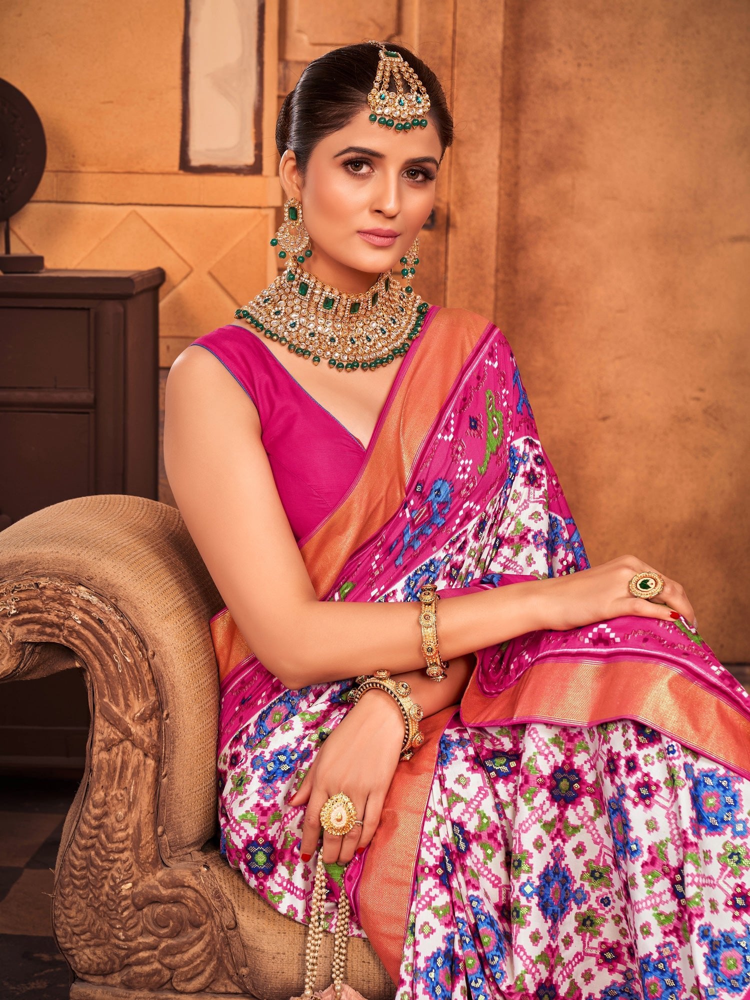 Silk Blend Heritage Patola Style Woven Saree - Ressa