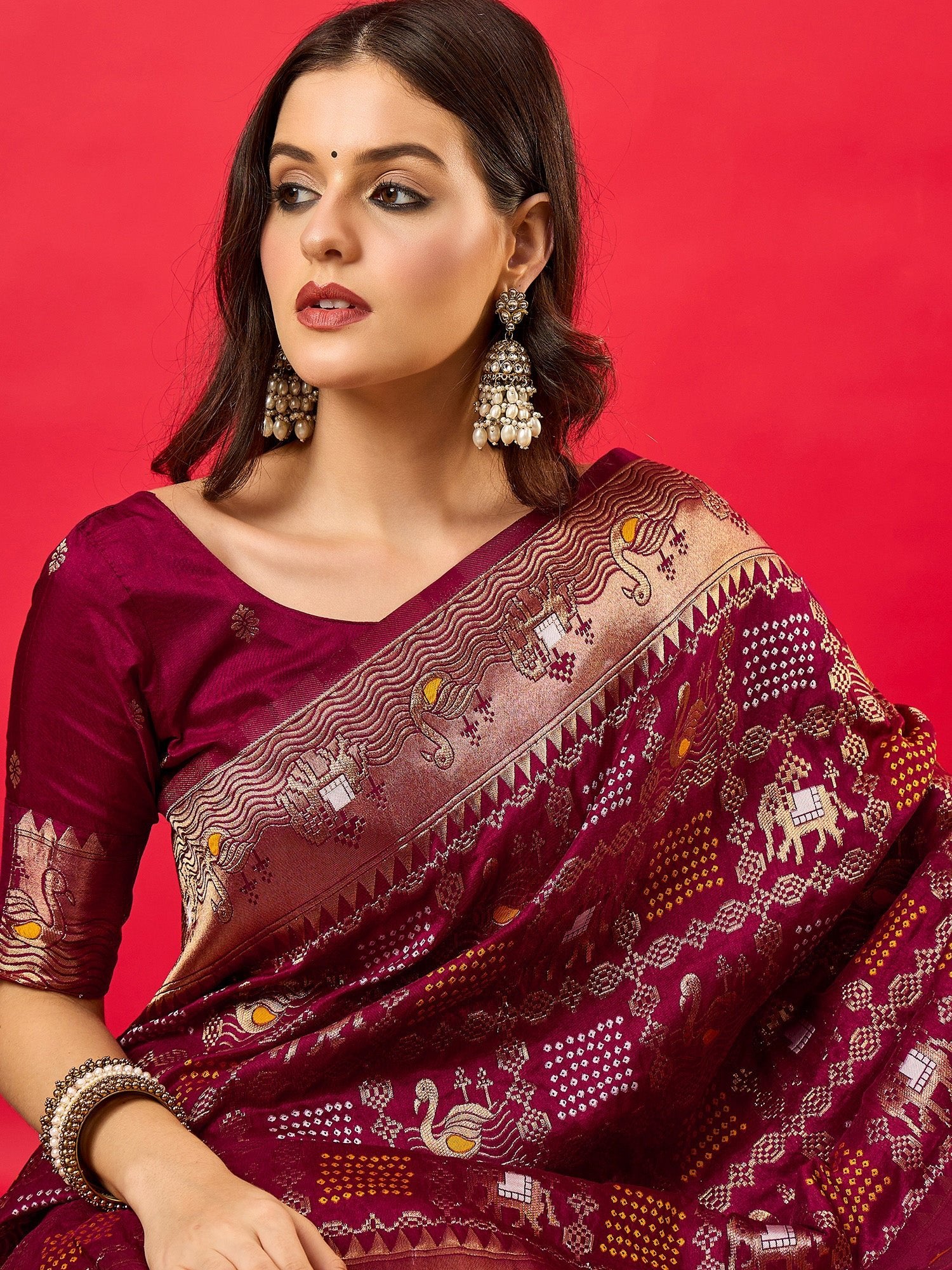 Silk Blend Heritage Patola Style Zari Woven Saree - Ressa