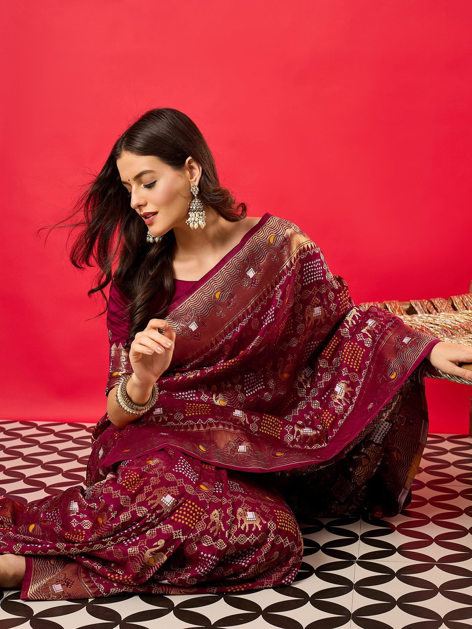 Silk Blend Heritage Patola Style Zari Woven Saree - Ressa