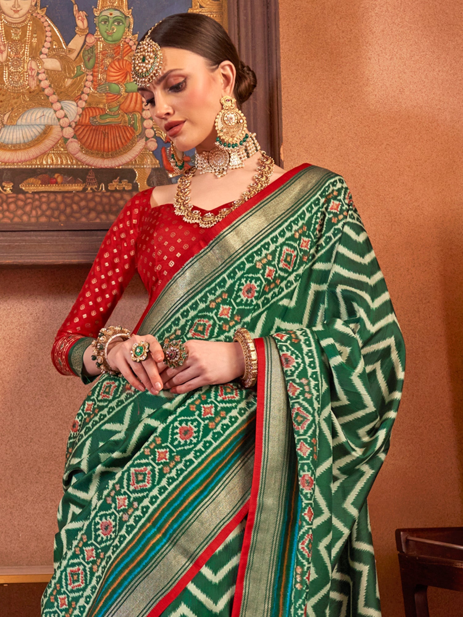 Silk Blend Heritage Patola Style Zari Woven Saree - Ressa
