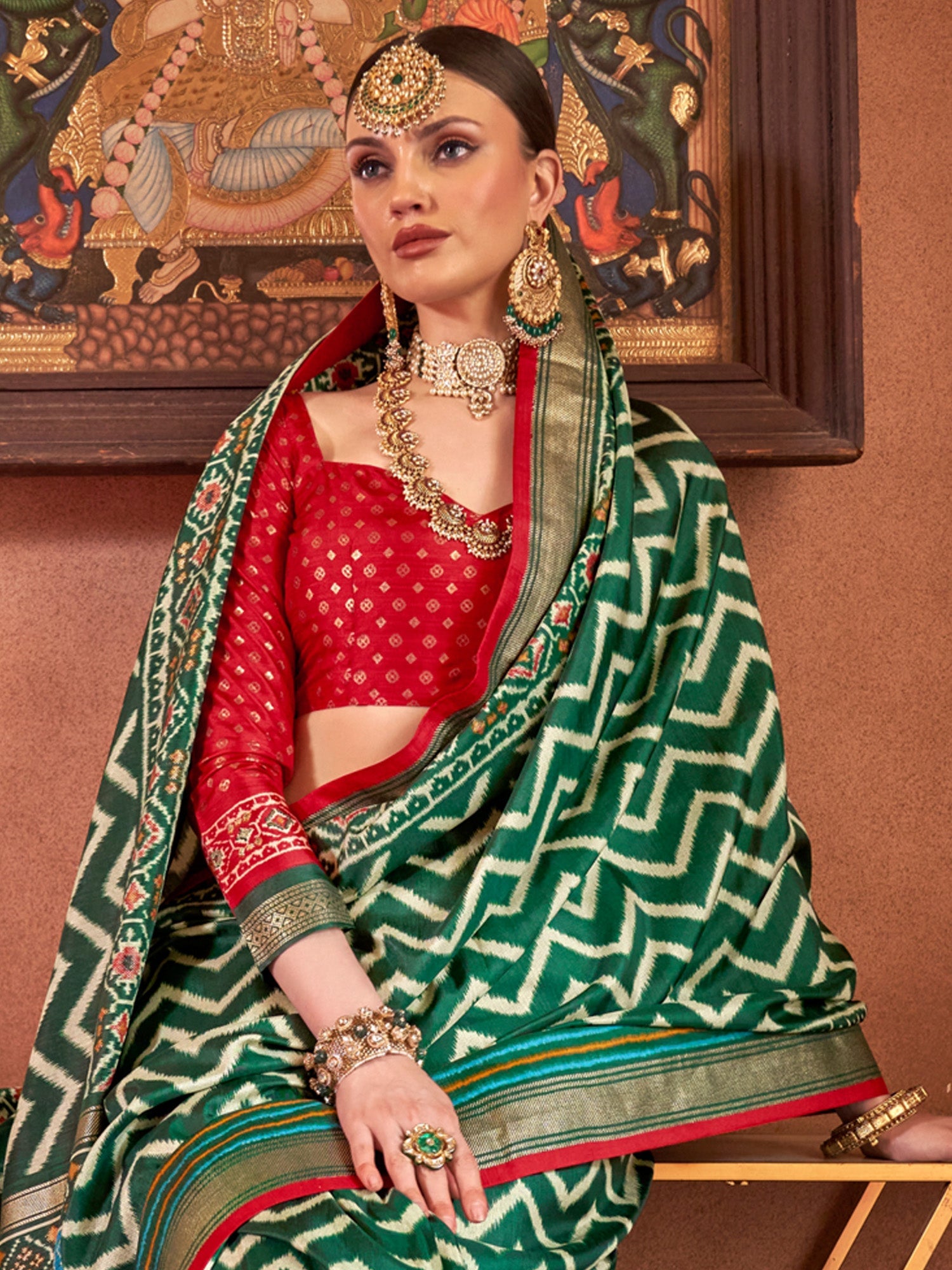 Silk Blend Heritage Patola Style Zari Woven Saree - Ressa