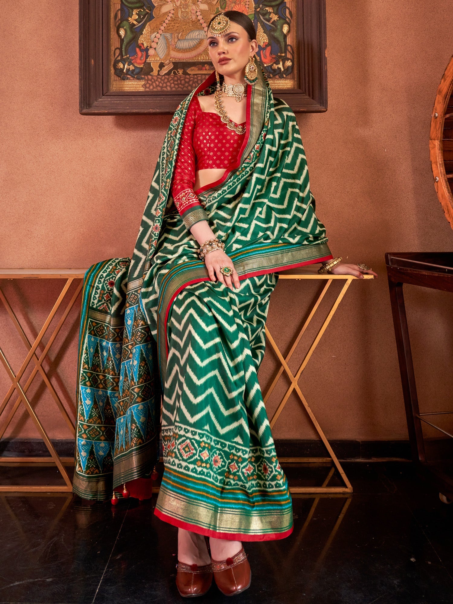 Silk Blend Heritage Patola Style Zari Woven Saree - Ressa