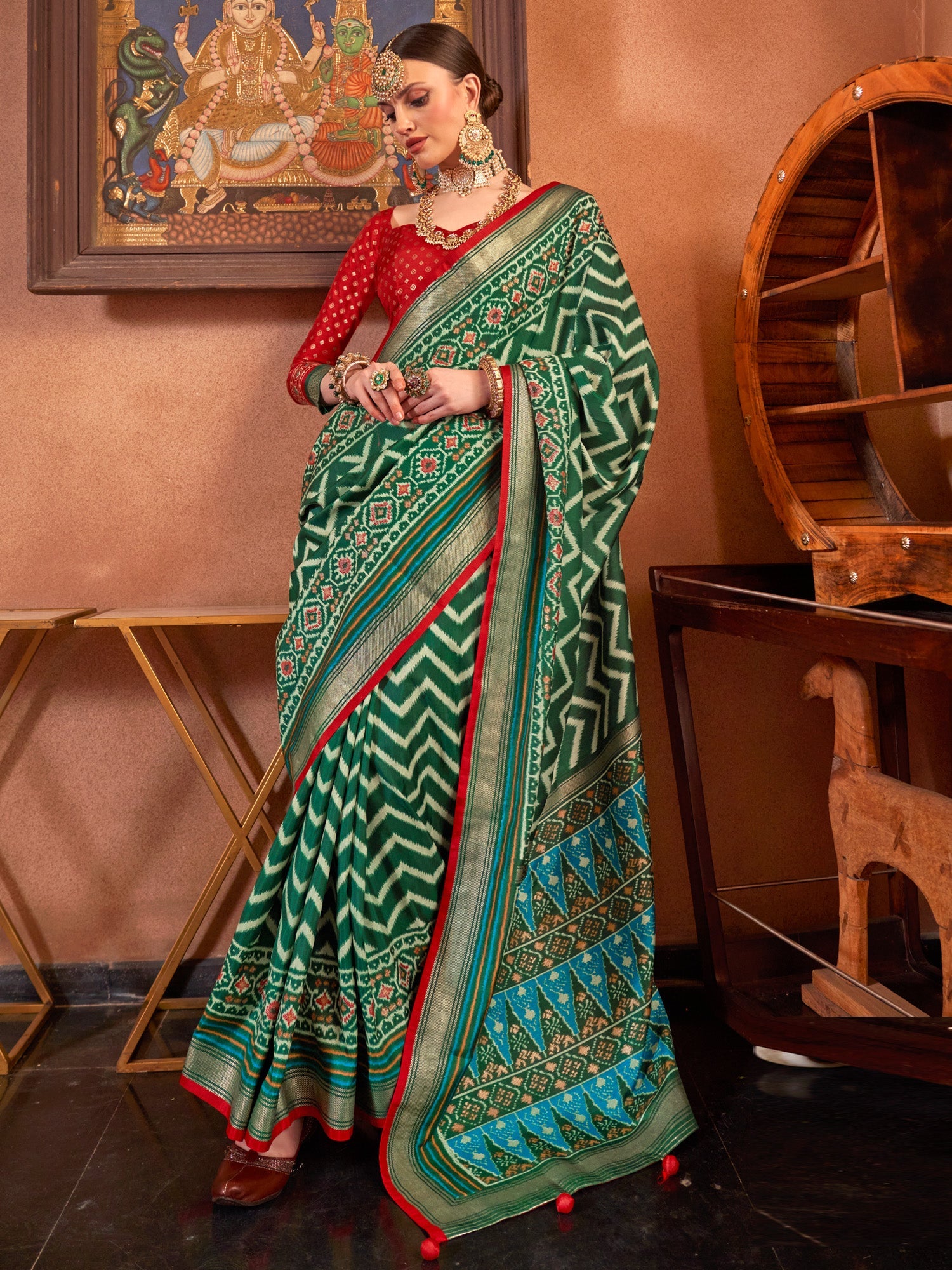Silk Blend Heritage Patola Style Zari Woven Saree - Ressa