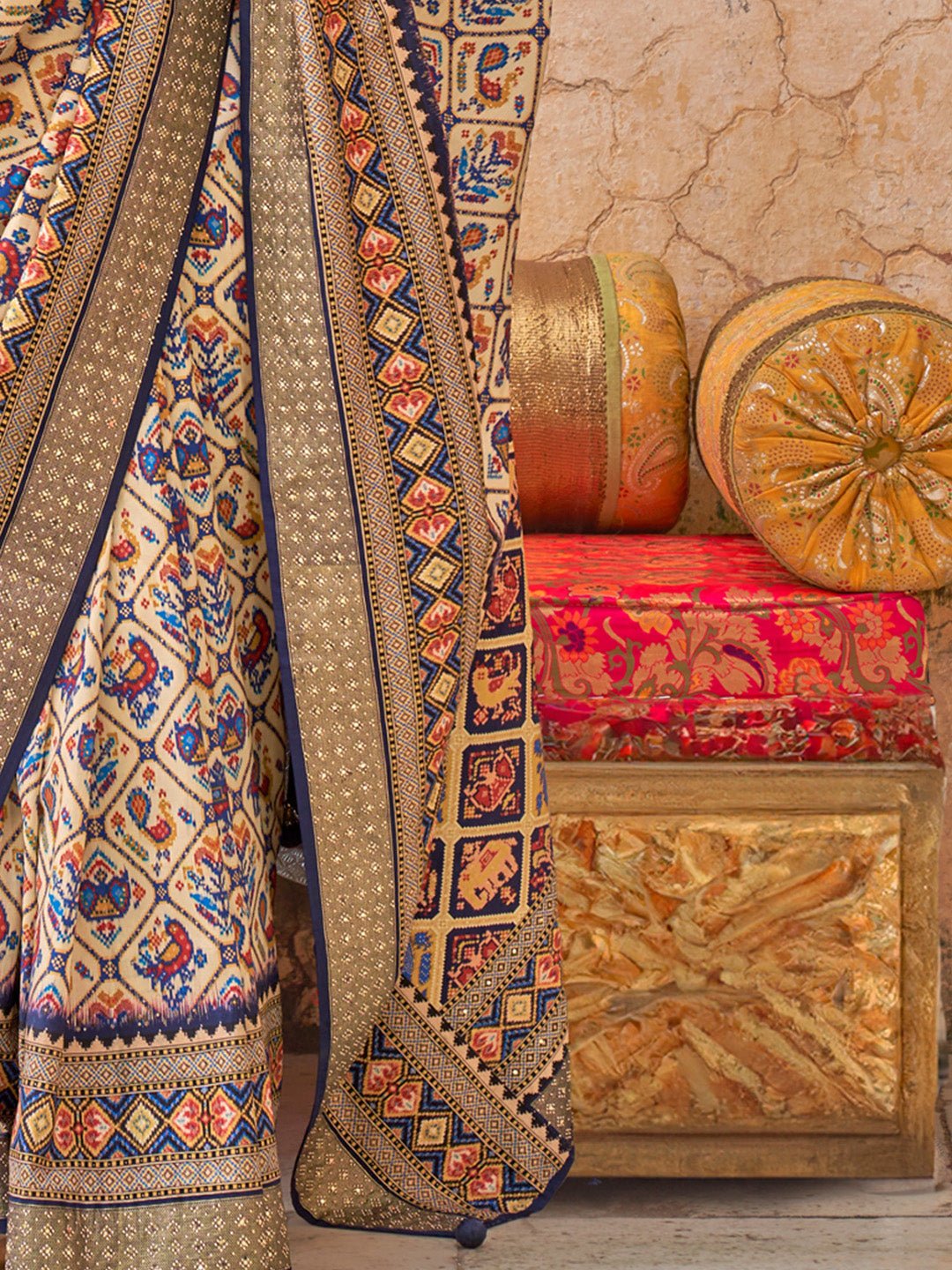 Silk Blend Patola Foil Print Saree - Ressa