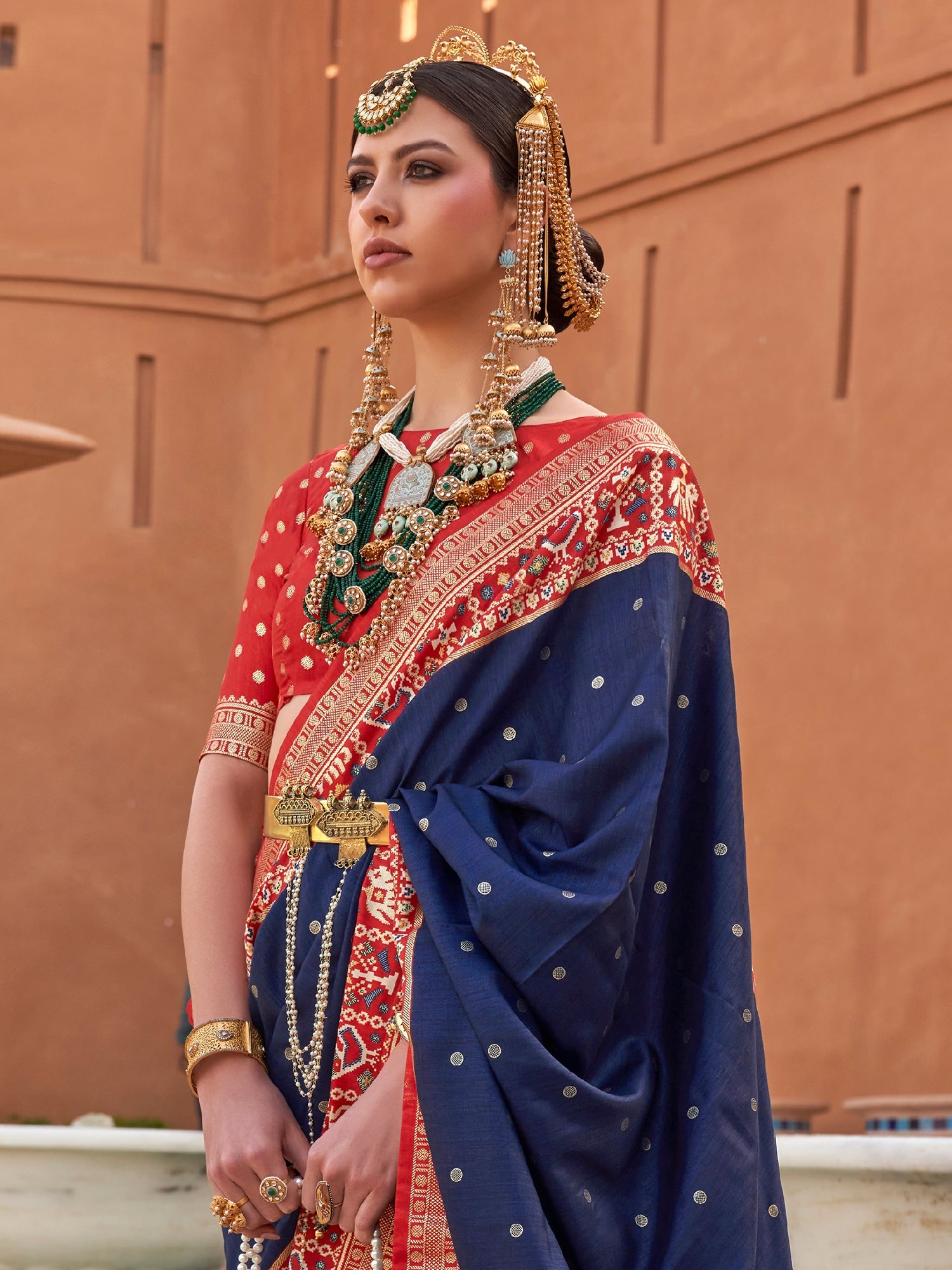 Silk Blend Patola Inspired Print Zari Border Saree - Ressa
