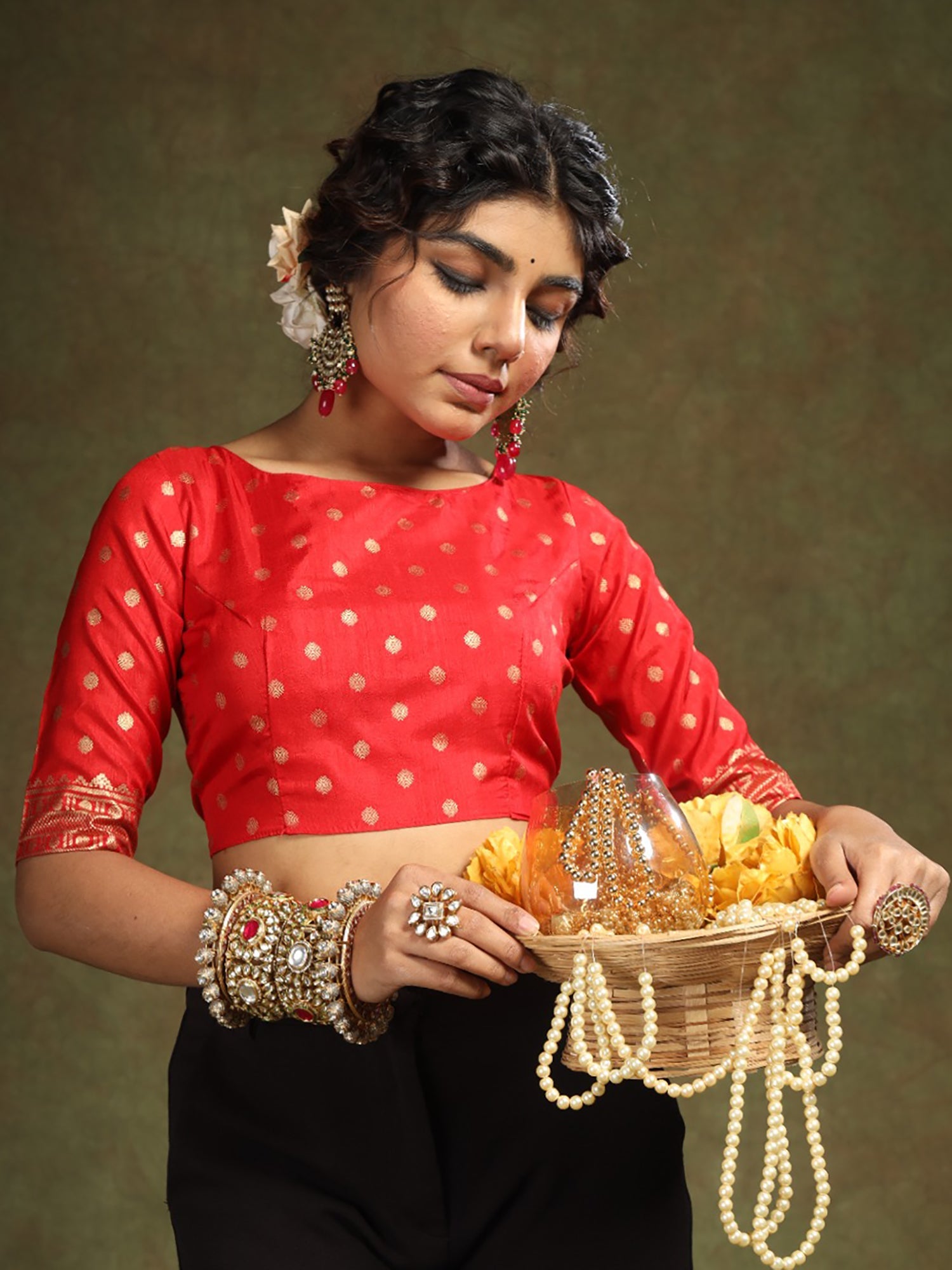 Silk Blend Patola Inspired Print Zari Border Saree - Ressa