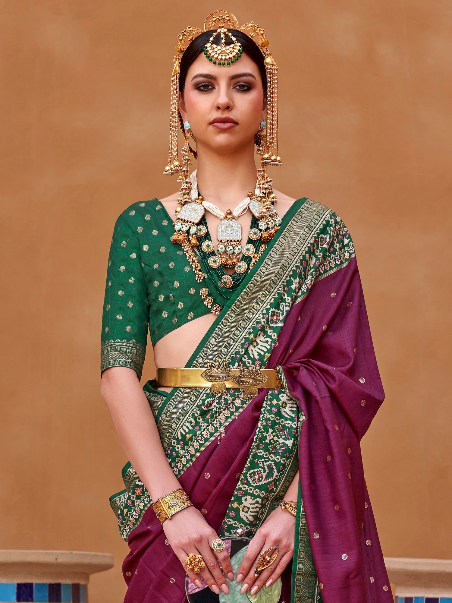 Silk Blend Patola Inspired Print Zari Border Saree - Ressa
