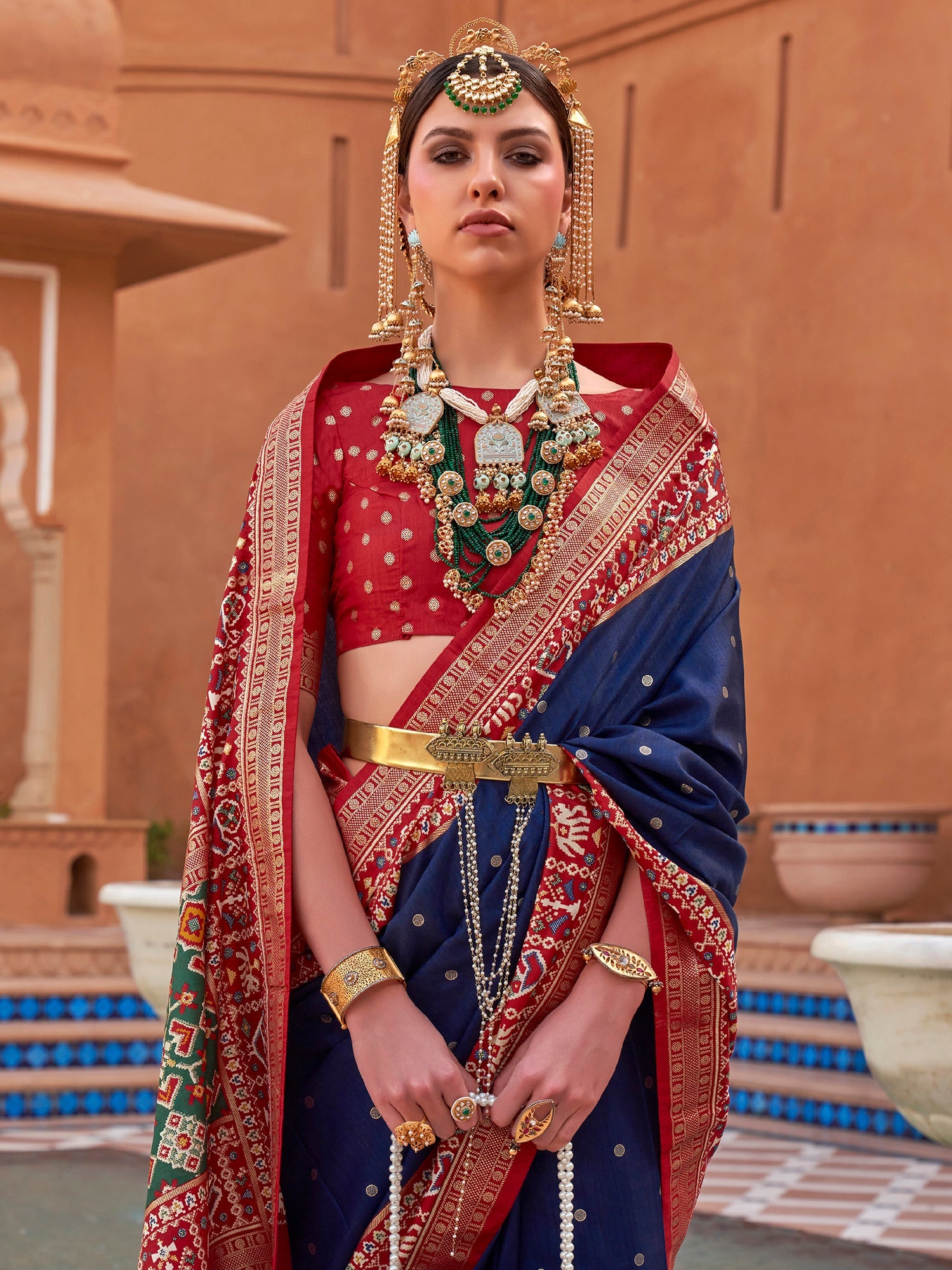Silk Blend Patola Inspired Print Zari Border Saree - Ressa