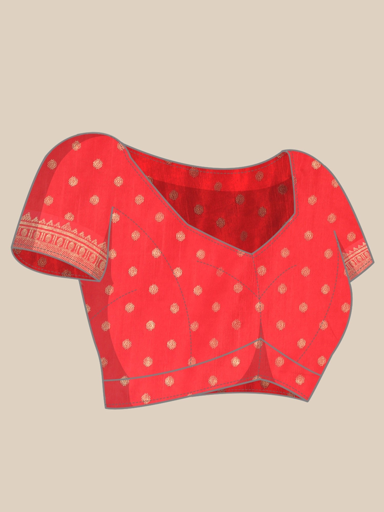 Silk Blend Patola Print Border Red Pallu with Red Blouse Saree - Ressa