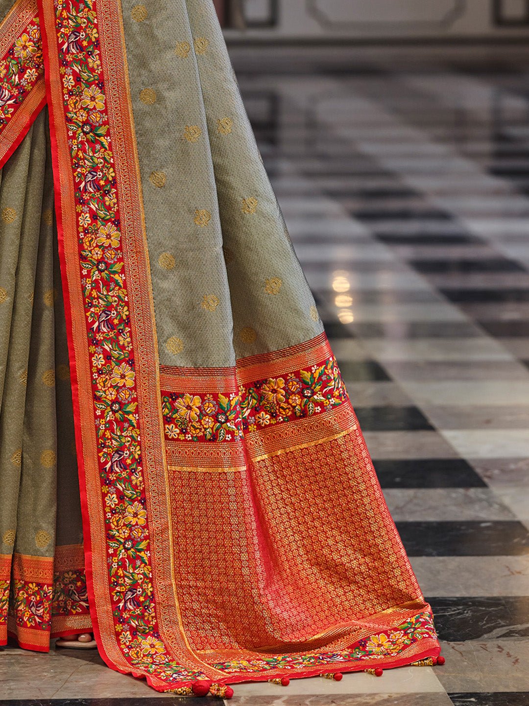 Silk Blend Patola Print Border Saree - Ressa