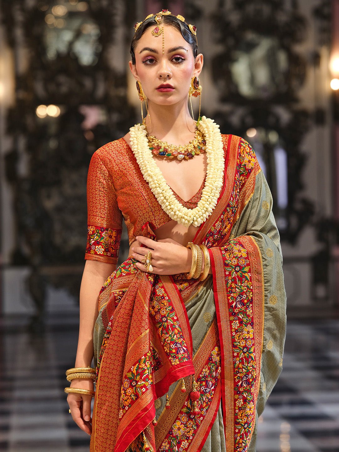 Silk Blend Patola Print Border Saree - Ressa