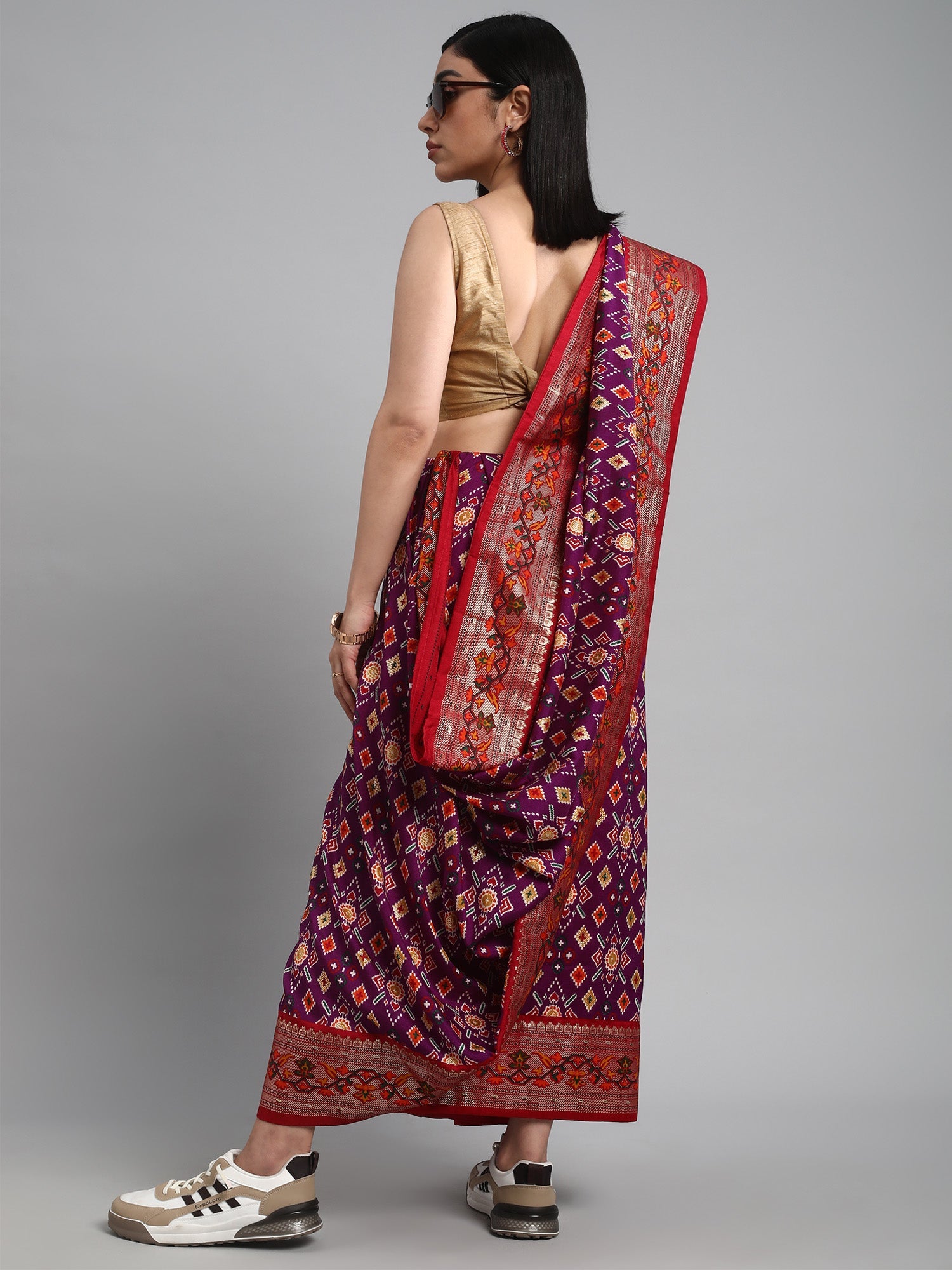 Silk Blend Patola Woven Design Ethnic Motifs Zari Border - Ressa