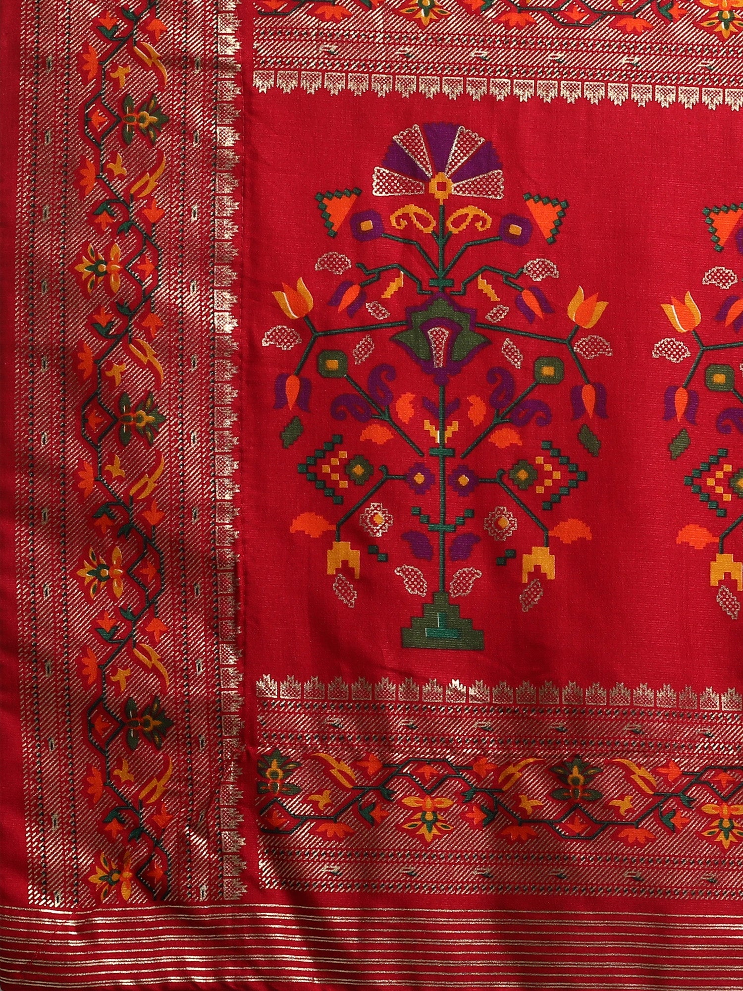 Silk Blend Patola Woven Design Ethnic Motifs Zari Border - Ressa