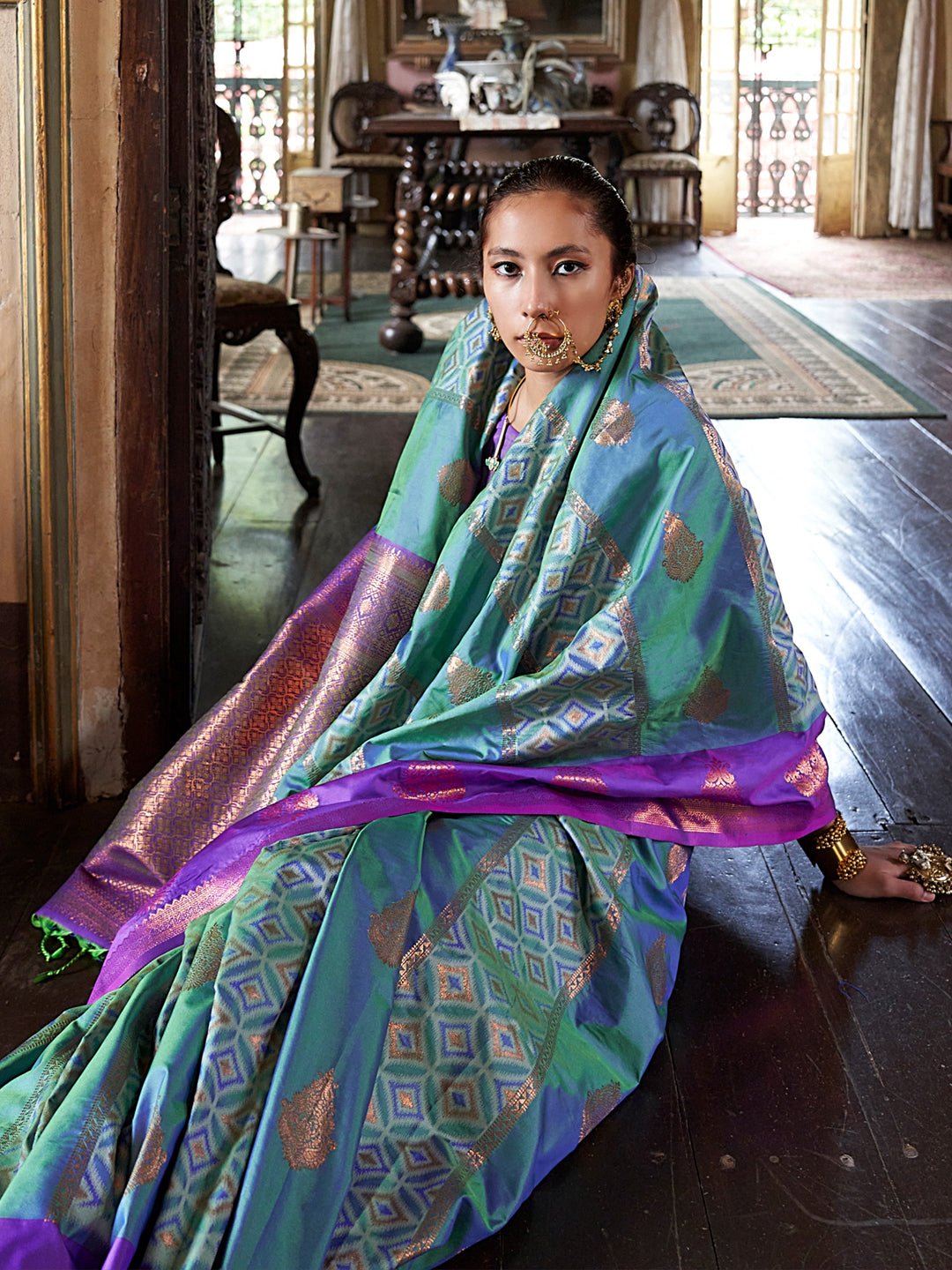 Silk Blend Zari Woven Border saree - Ressa