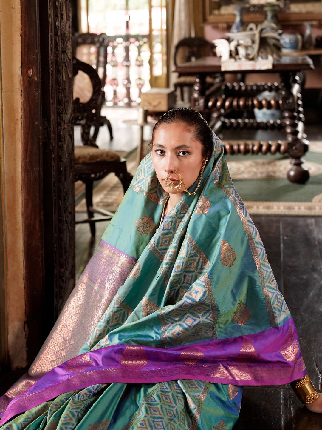 Silk Blend Zari Woven Border saree - Ressa
