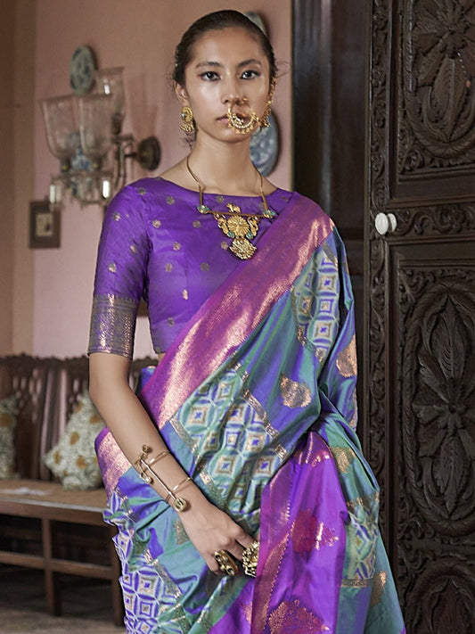 Silk Blend Zari Woven Border saree - Ressa